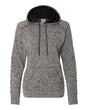 J. America Women’s Cosmic Fleece Hooded Sweatshirt. 8616 - Charcoal Fleck/ Black