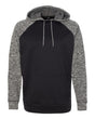 J. America Men's Colorblocked Cosmic Fleece Hooded Sweatshirt. 8612 - Black/ Charcoal Fleck