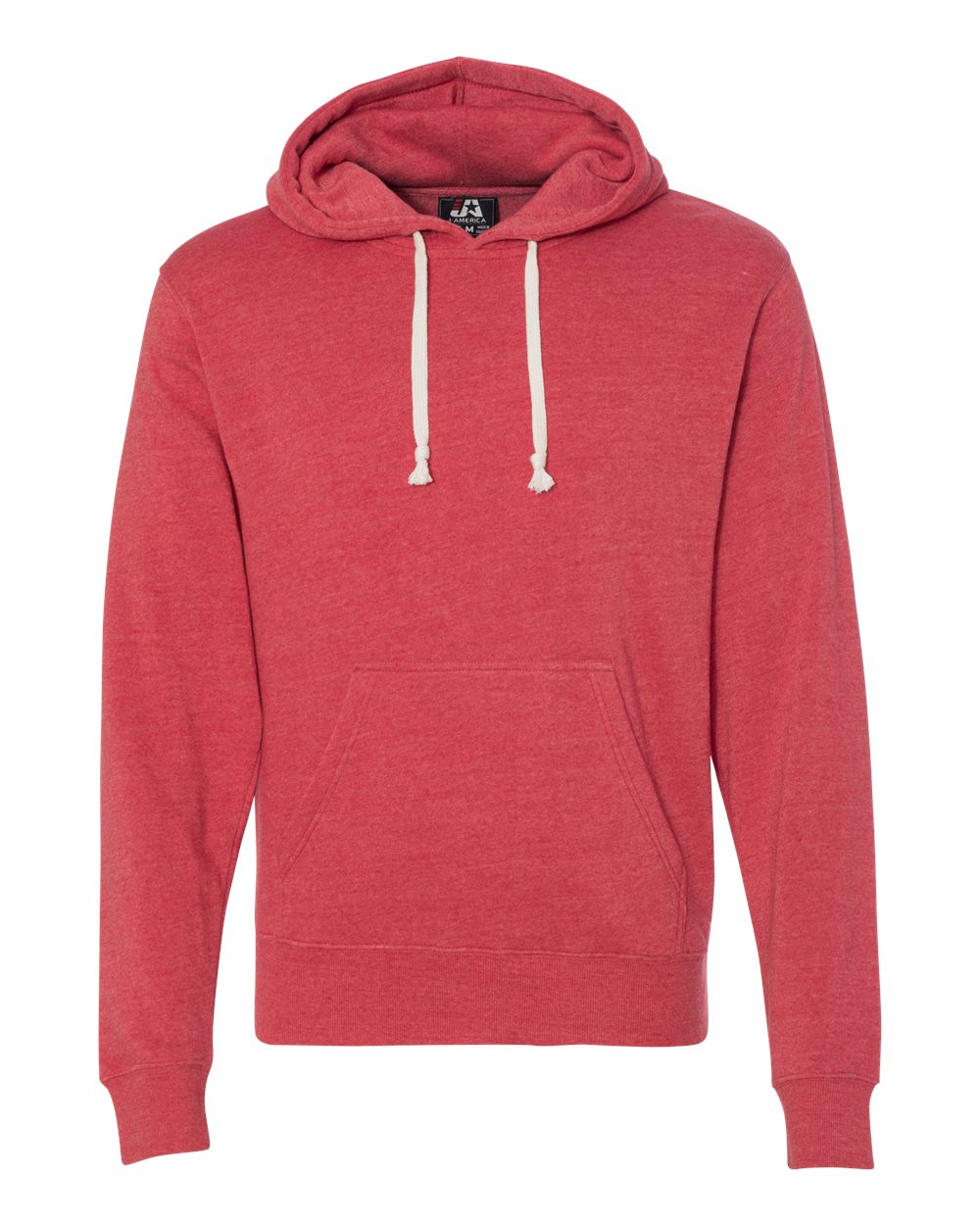 J. America Men's Triblend Fleece Hooded Sweatshirt. 8871 - Red Triblend