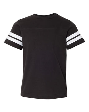 LAT Youth Football Fine Jersey Tee. 6137 - Black Solid/ White