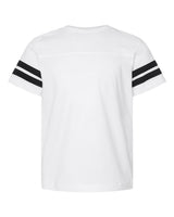 LAT Youth Football Fine Jersey Tee. 6137 - White Solid/ Black