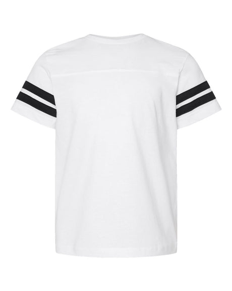 LAT Youth Football Fine Jersey Tee. 6137 - White Solid/ Black