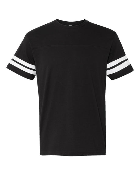 LAT Unisex Football Fine Jersey Tee. 6937 - Black Solid/ White
