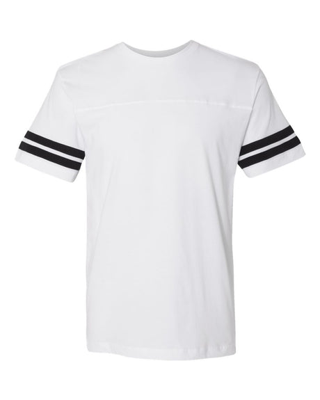 LAT Unisex Football Fine Jersey Tee. 6937 - White Solid/ Black