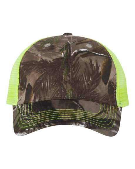 Kati Licensed Camo Mesh Back Cap. LC5M - Realtree AP/ Neon Yellow