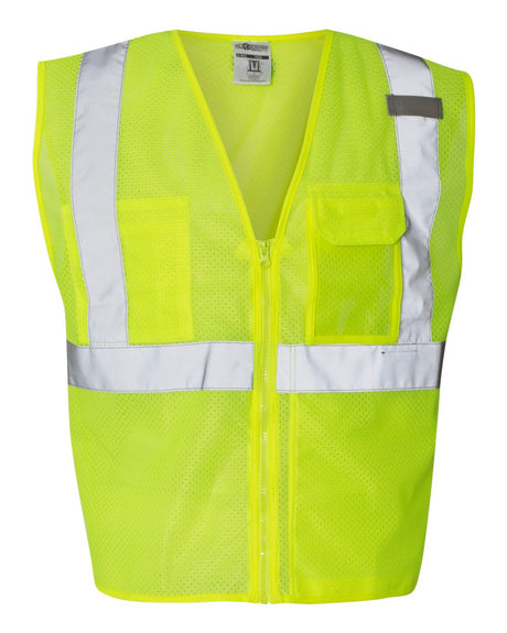 Kishigo Unisex Clear ID Vest with Zipper Closure. 1532 - Lime