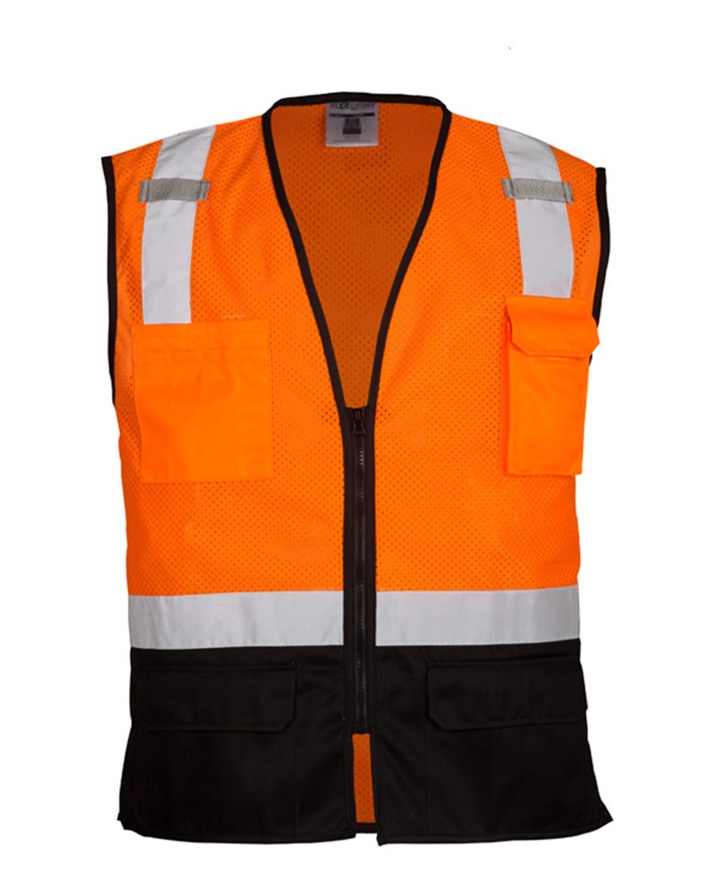 Kishigo Unisex Black Bottom Mesh Class 2 Vest. 1509 - Orange - 1529