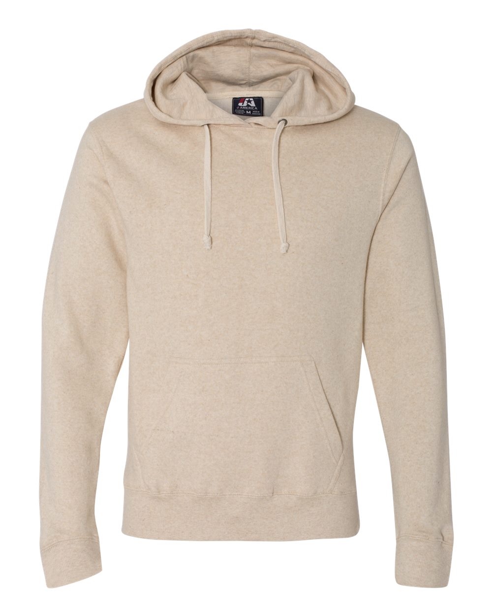 J. America Men's Triblend Fleece Hooded Sweatshirt. 8871 - Oatmeal Triblend