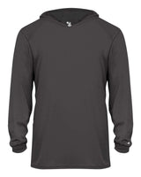 Badger Youth B-Core Hooded Long Sleeve T-Shirt. 2105 - Graphite
