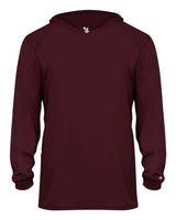 Badger Youth B-Core Hooded Long Sleeve T-Shirt. 2105 - Maroon