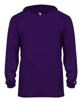 Badger Youth B-Core Hooded Long Sleeve T-Shirt. 2105 - Purple