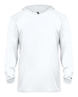 Badger Youth B-Core Hooded Long Sleeve T-Shirt. 2105 - White