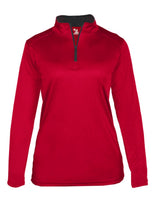 Badger Women’s B-Core Quarter-Zip Pullover. 4103 - Red/ Graphite