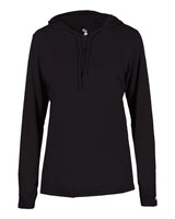 Badger Women's B-Core Hooded Long Sleeve T-Shirt. 4165 - Black