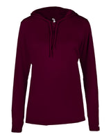 Badger Women's B-Core Hooded Long Sleeve T-Shirt. 4165 - Maroon