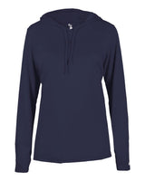 Badger Women's B-Core Hooded Long Sleeve T-Shirt. 4165 - Navy