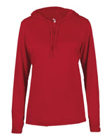 Badger Women's B-Core Hooded Long Sleeve T-Shirt. 4165 - Red