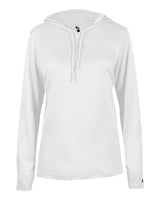 Badger Women's B-Core Hooded Long Sleeve T-Shirt. 4165 - White