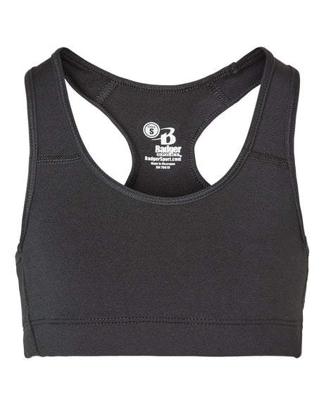 Badger Girls' B-Sport Bra Top. 2636 - Black