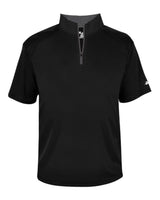 Badger Men's B-Core Short Sleeve Quarter-Zip. 4199 - Black/ Graphite