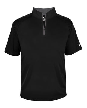 Badger Men's B-Core Short Sleeve Quarter-Zip. 4199 - Black/ Graphite