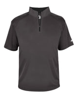 Badger Men's B-Core Short Sleeve Quarter-Zip. 4199 - Graphite/ Black