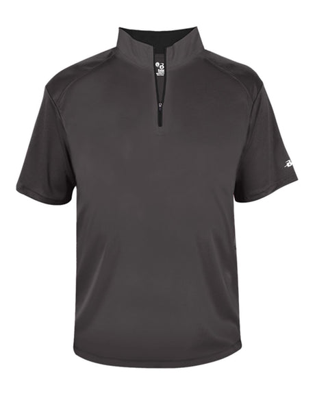 Badger Men's B-Core Short Sleeve Quarter-Zip. 4199 - Graphite/ Black
