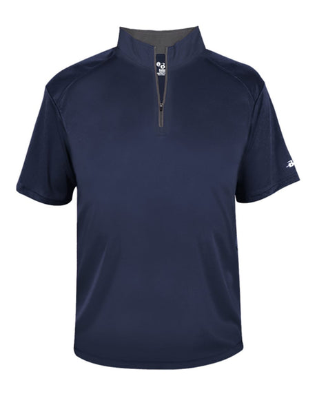 Badger Men's B-Core Short Sleeve Quarter-Zip. 4199 - Navy/ Graphite