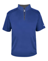 Badger Men's B-Core Short Sleeve Quarter-Zip. 4199 - Royal/ Graphite