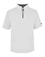 Badger Men's B-Core Short Sleeve Quarter-Zip. 4199 - White/ Graphite