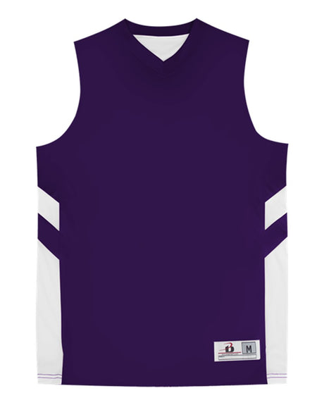 Alleson Athletic Men's B-Pivot Rev Tank Top. 8566 - Purple/ White