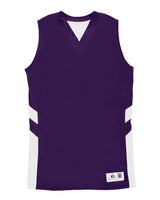 Alleson Athletic Women's B-Pivot Reversible Tank Top. 8966 - Purple/ White