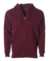 Independent Trading Co. Unisex Heavyweight Full-Zip Hooded Sweatshirt. IND4000Z - Maroon