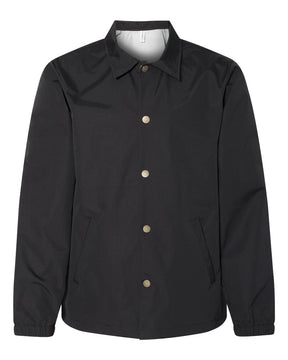 Independent Trading Co. Men's Water-Resistant Windbreaker Coach’s Jacket. EXP99CNB - Black