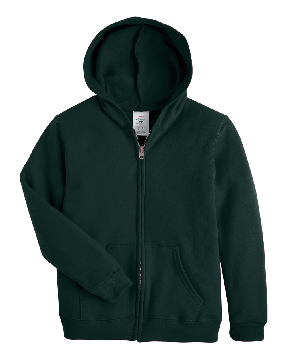 Hanes Youth EcoSmart® Full-Zip Hooded Sweatshirt. P480 - Deep Forest