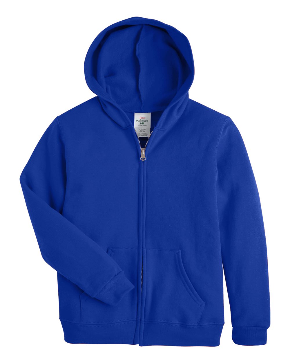 Hanes Youth EcoSmart® Full-Zip Hooded Sweatshirt. P480 - Deep Royal