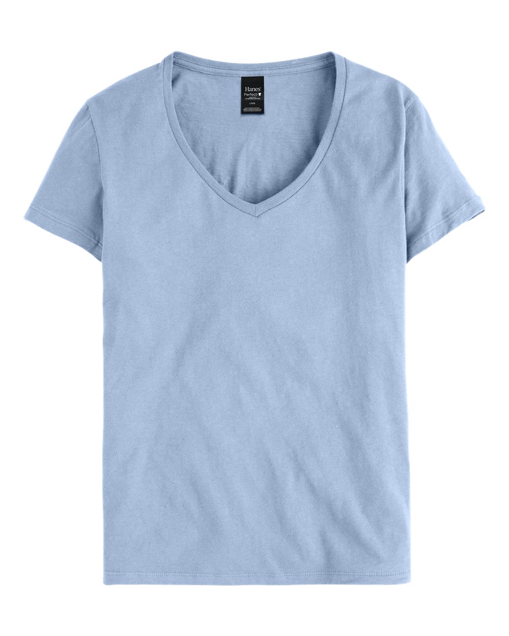 Hanes Women's Perfect-T V-Neck T-Shirt. S04V - Light Blue