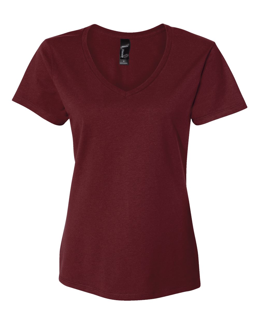 Hanes Women's Perfect-T V-Neck T-Shirt. S04V - Maroon