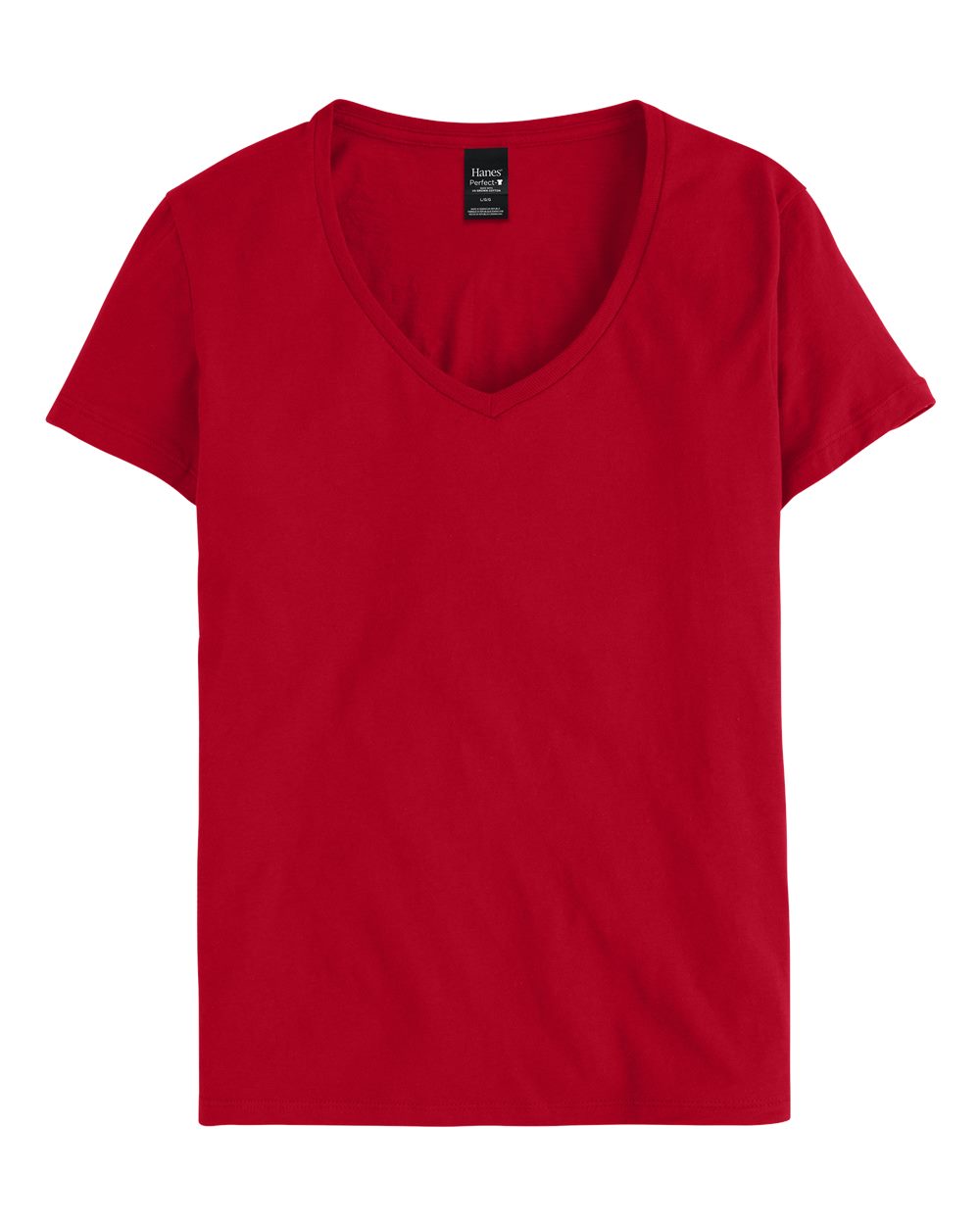 Hanes Women's Perfect-T V-Neck T-Shirt. S04V - Deep Red