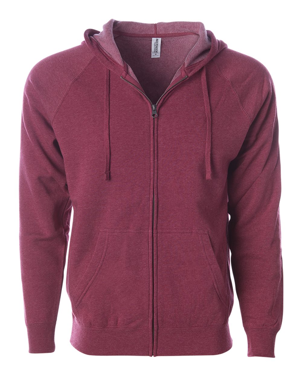 Independent Trading Co. Unisex Special Blend Raglan Full-Zip Hooded Sweatshirt. PRM33SBZ - Crimson