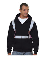 Bayside Men's USA-Made Hi-Visibility Full-Zip Hooded Sweatshirt. 3790 - Black