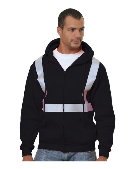 Bayside Men's USA-Made Hi-Visibility Full-Zip Hooded Sweatshirt. 3790 - Black