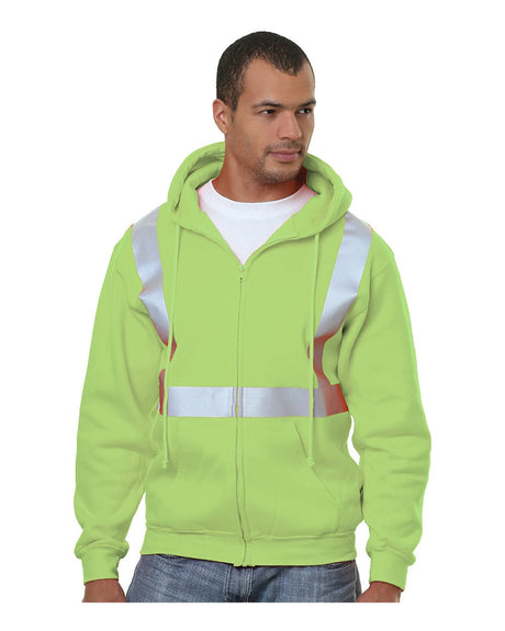 Bayside Men's USA-Made Hi-Visibility Full-Zip Hooded Sweatshirt. 3790 - Lime Green