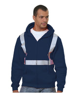 Bayside Men's USA-Made Hi-Visibility Full-Zip Hooded Sweatshirt. 3790 - Navy