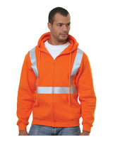 Bayside Men's USA-Made Hi-Visibility Full-Zip Hooded Sweatshirt. 3790 - Bright Orange