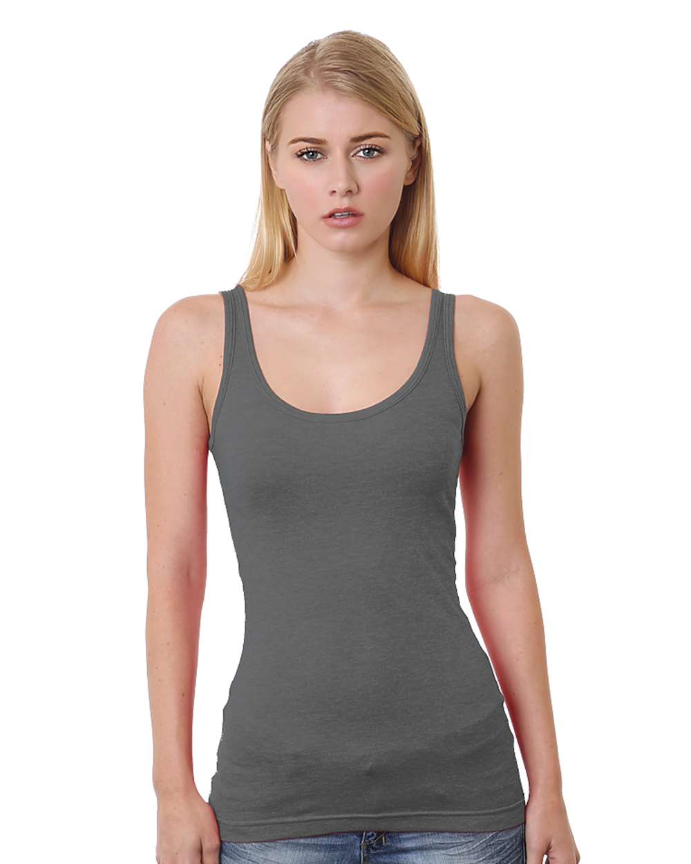 Bayside Women's USA-Made Tank Top. 3410 - Charcoal