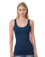 Bayside Women's USA-Made Tank Top. 3410 - Heather Navy
