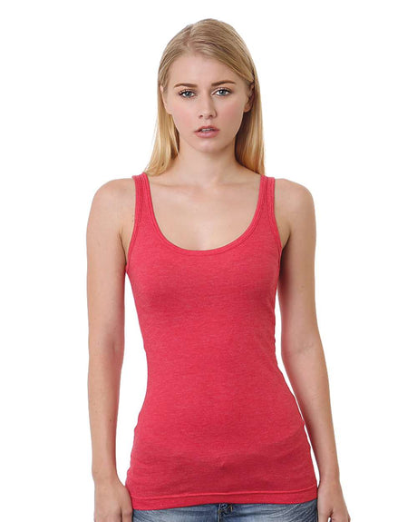 Bayside Women's USA-Made Tank Top. 3410 - Heather Red