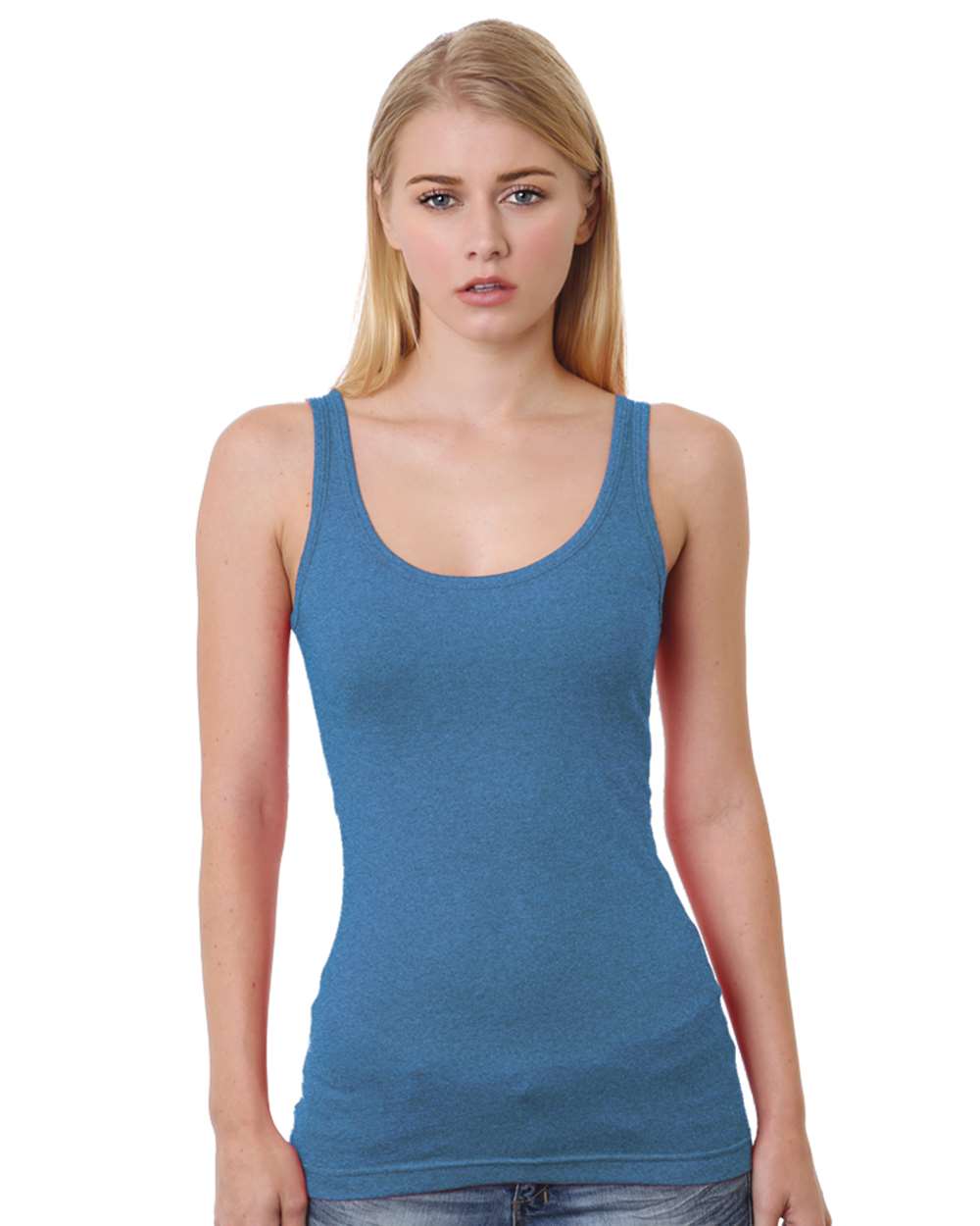 Bayside Women's USA-Made Tank Top. 3410 - Heather Royal