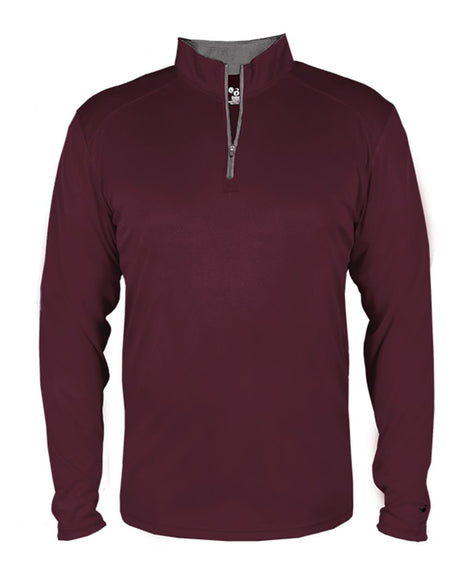 Badger Men's B-Core Quarter-Zip Pullover. 4102 - Maroon/ Graphite